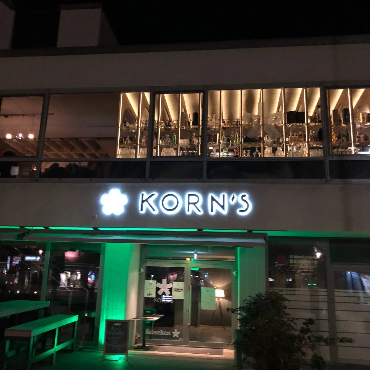 Außenansicht des KORN'S Nürnberg bei Nacht